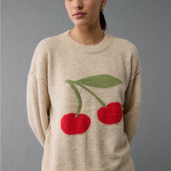 American Eagle Outfitters Sweaters - BRAND NEW AE Woah So Soft Cherry Crewneck Sweater